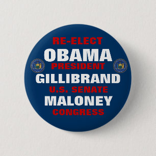 New York voor Obama Gillibrand Maloney Ronde Button 5,7 Cm