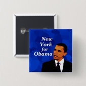 New York voor Obama Vierkante Button 5,1 Cm (Voorkant /achterkant)