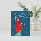 New York Vrijheids kerstcadeautje in beweging Feestdagenkaart (Staand voorkant)