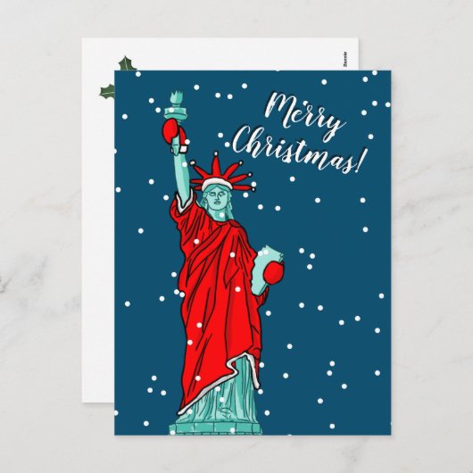 New York Vrijheids kerstcadeautje in beweging Feestdagenkaart (Voorkant / Achterkant)