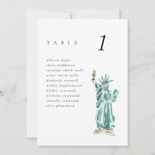 New York Vrijheidsbeeld Bruiloft Zittingkaart (Voorkant)