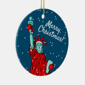 New York Vrijheidsbeeld kerstmis kerstmis Keramisch Ornament (Rechts)