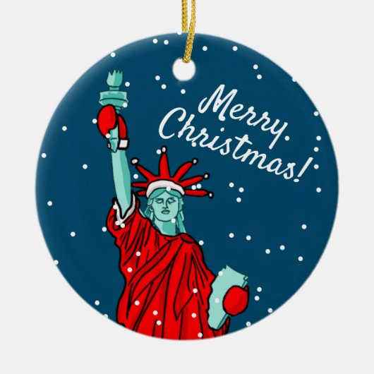 New York Vrijheidsbeeld kerstmis kerstmis Keramisch Ornament (Voorkant)