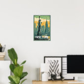 New York Vrijheidsbeeld Nostalgisch Poster (Thuiskantoor)