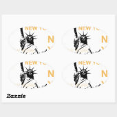 New York Vrijheidsbeeld Ovale Sticker (Vel)