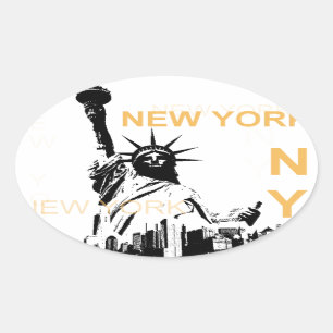 New York Vrijheidsbeeld Ovale Sticker