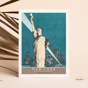 New York Vrijheidsbeeld van het Poster van Vintage Briefkaart