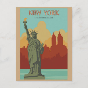 New York Vrijheidsbeeld van het Poster van Vintage Briefkaart