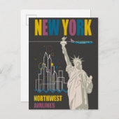 New York Vrijheidsbeeld van Reisposter Briefkaart (Voorkant / Achterkant)