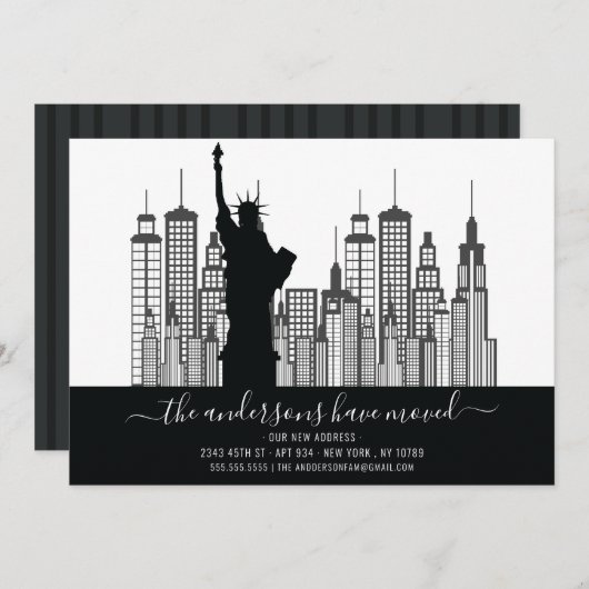 New York Vrijheidsbeeld Verplaatsende Aankondiging (Voorkant / Achterkant)