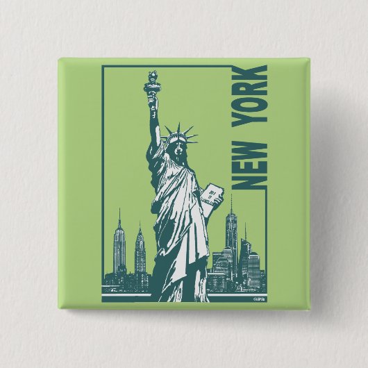 New York-Vrijheidsbeeld Vierkante Button 5,1 Cm (Voorkant)