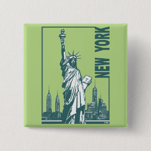New York-Vrijheidsbeeld Vierkante Button 5,1 Cm