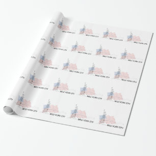 New York - Vrijheidsbeeld VS vlag Cadeaupapier