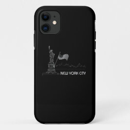 New York - Vrijheidsbeeld VS vlag iPhone 11 Hoesje