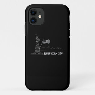 New York - Vrijheidsbeeld VS vlag iPhone 11 Hoesje
