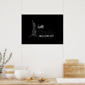 New York - Vrijheidsbeeld - VS vlag Grafisch Poster (Keuken)