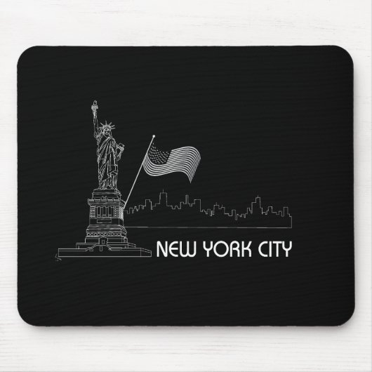 New York - Vrijheidsbeeld VS vlag Muismat (Voorkant)