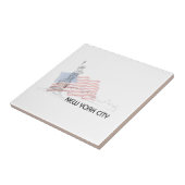 New York - Vrijheidsbeeld VS vlag Tegeltje (Zijkant)