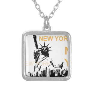 New York Vrijheidsbeeld Zilver Vergulden Ketting