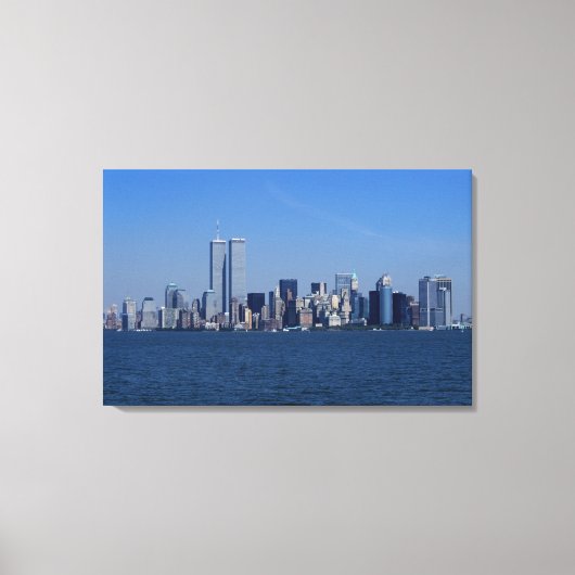 New York, VS. Silhouet van downtown Manhattan Canvas Afdruk (Voorkant)