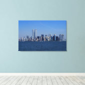 New York, VS. Silhouet van downtown Manhattan Canvas Afdruk (Insitu (Houten vloer))