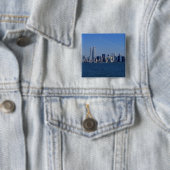 New York, VS. Silhouet van downtown Manhattan Vierkante Button 5,1 Cm (In situ)
