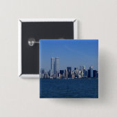 New York, VS. Silhouet van downtown Manhattan Vierkante Button 5,1 Cm (Voorkant /achterkant)