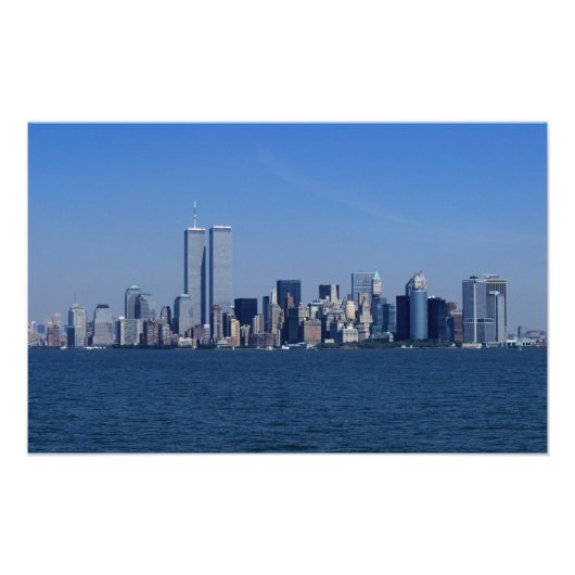 New York, VS. Silhouet van het centrum van Manhatt Foto Afdruk (Voorkant)
