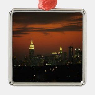 New York, VS. Silhouet van uptown Manhattan 2 Metalen Ornament
