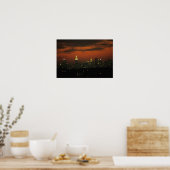 New York, VS. Silhouet van uptown Manhattan 2 Poster (Keuken)