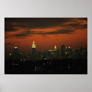 New York, VS. Silhouet van uptown Manhattan 2 Poster