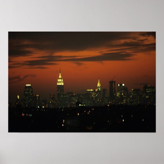 New York, VS. Silhouet van uptown Manhattan 2 Poster (Voorkant)