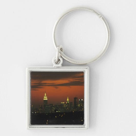 New York, VS. Silhouet van uptown Manhattan 2 Sleutelhanger (Voorkant)