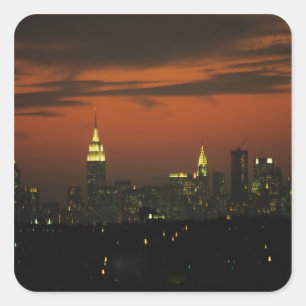 New York, VS. Silhouet van uptown Manhattan 2 Vierkante Sticker