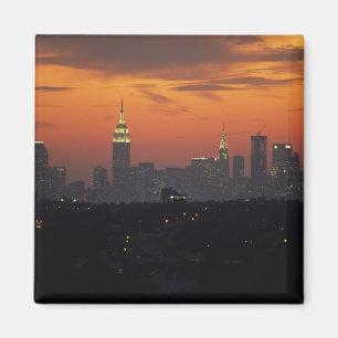New York, VS. Silhouet van uptown Manhattan Magneet