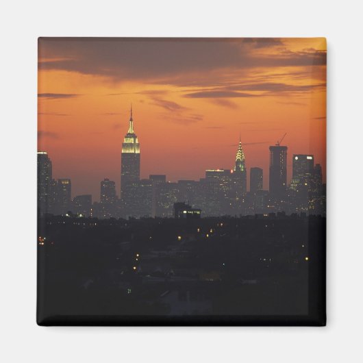 New York, VS. Silhouet van uptown Manhattan Magneet (Voorkant)