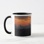 New York, VS. Silhouet van uptown Manhattan Mok (Links)