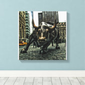 New York Wall Street Bull op doek Canvas Afdruk (Insitu (Houten vloer))