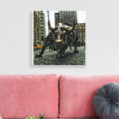 New York Wall Street Bull op doek Canvas Afdruk (Insitu (Woonkamer))