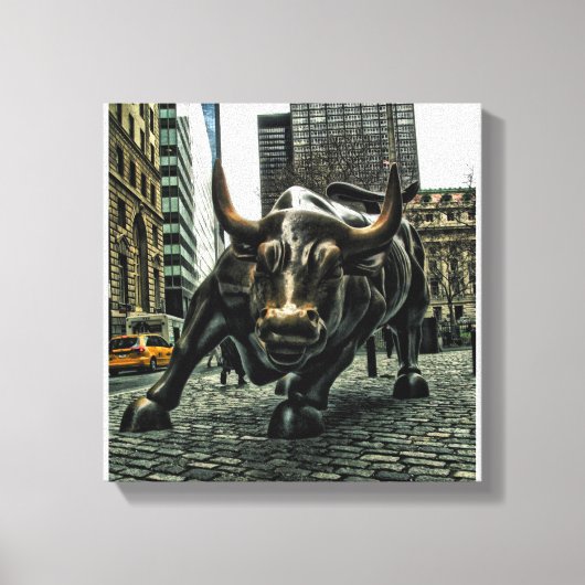 New York Wall Street Bull op doek Canvas Afdruk (Voorkant)