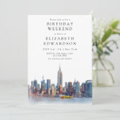New York Watercolor Birthday Weekend Kaart (Staand voorkant)