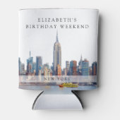 New York Watercolor Verjaardagsweekend Blikjeskoeler (Voorkant)