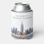 New York Watercolor Verjaardagsweekend Blikjeskoeler (Blikje Achterkant)