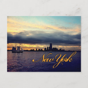 New York Waterfront Sunset Briefkaart