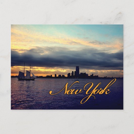 New York Waterfront Sunset Briefkaart (Voorkant)