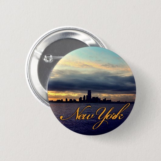New York Waterfront Sunset Button (Voorkant /achterkant)