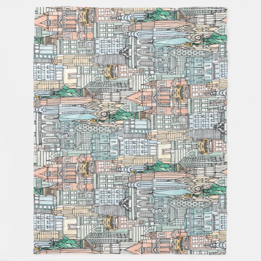 New York waterverf Fleece Deken (Voorkant)