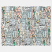 New York waterverf Fleece Deken (Voorkant (Horizontaal))