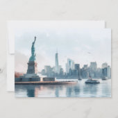 New York Waterverf Illustratie Huwelijk RSVP Kaart (Achterkant)