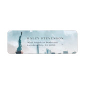 New York Waterverf Illustratie Skyline Wedding Etiket (Voorkant)